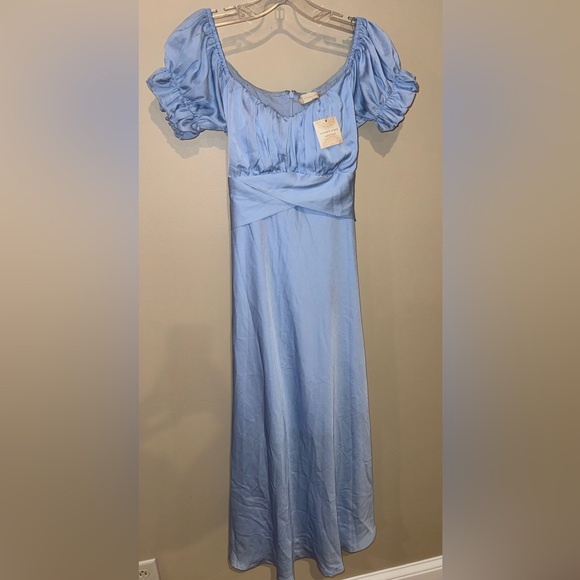 NWT Altar’d State Julia Cross Midi Dress Light Blue Medium - Picture 6 of 7